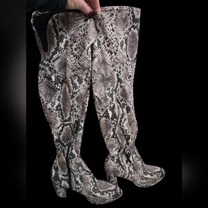 Snakeskin Over-the-Knee Boots